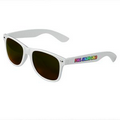 White/Gold Retro Tinted Lens Sunglasses - Full-Color Arm Printed